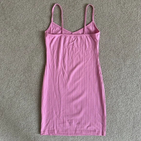Pink Ribbed Spaghetti Strap Dress - Picture 2 of 2